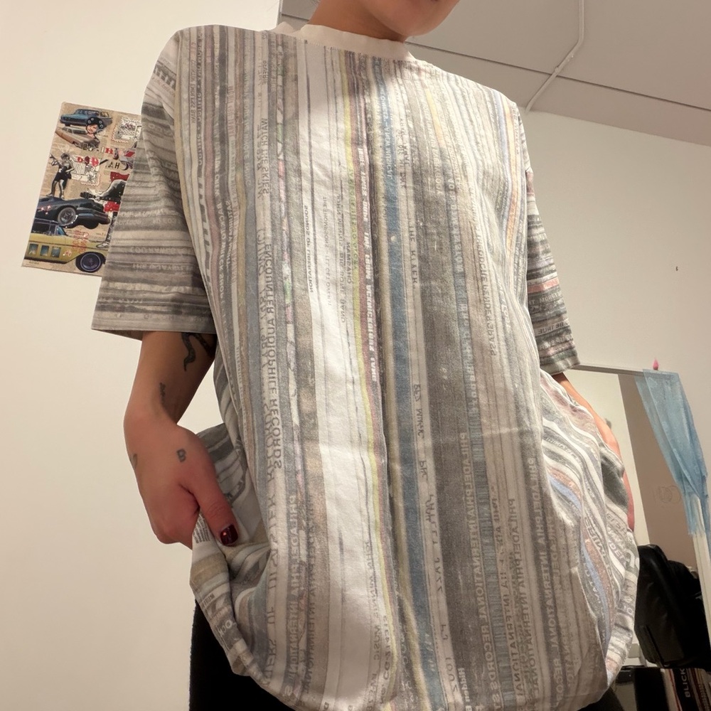 Striped Gray and White Men's Shirt